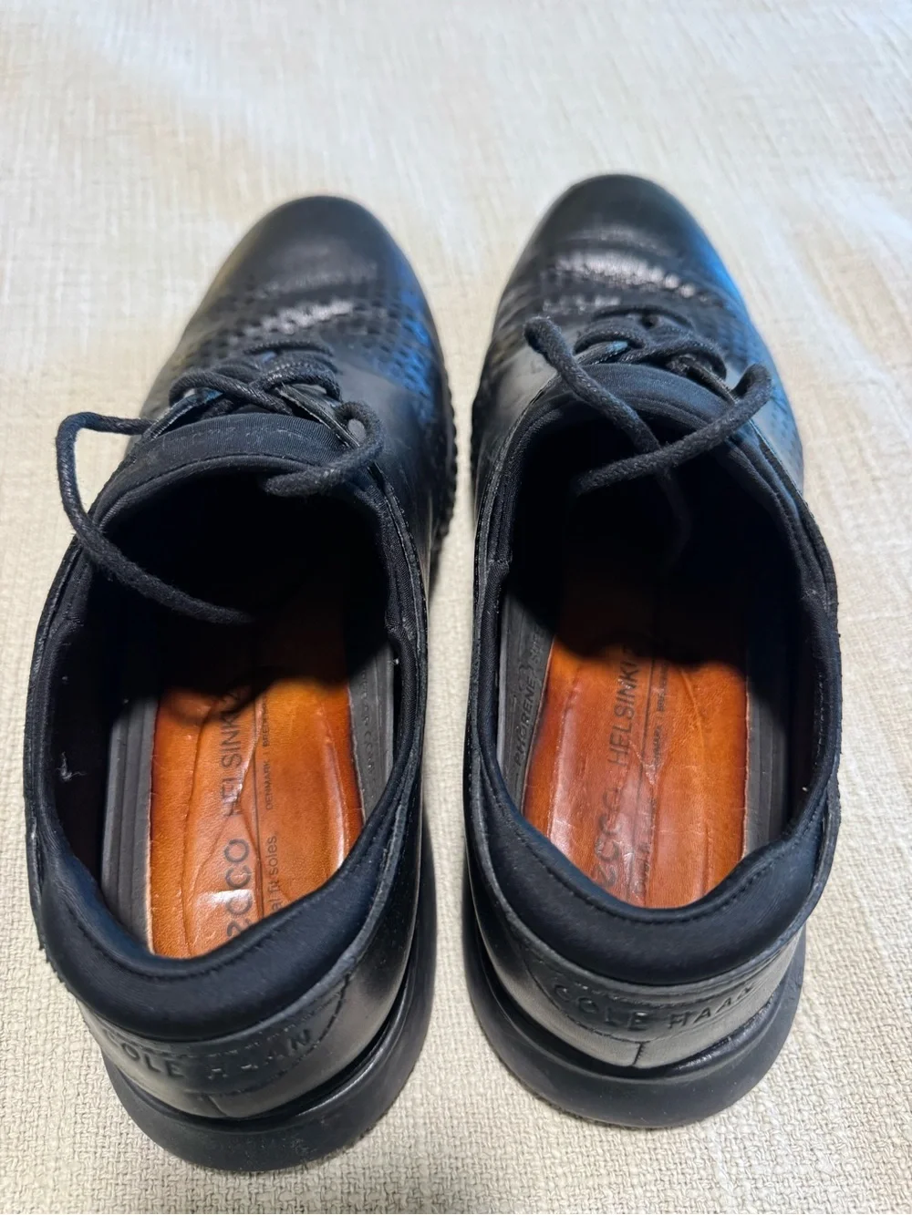 Cole Haan Grand.OS Men’s 10.5M Black Leather Perforated Oxford Shoes